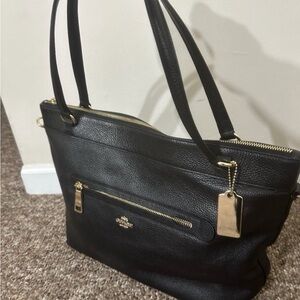 $398 Coach Leather Pebbled Black Tyler Tote Bag  F 54687  NWT
